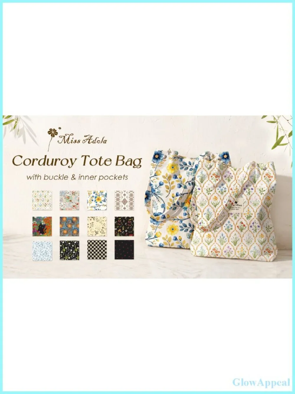 Corduroy Tote Bag Women Shoulder Bag Large Roomy Vintage Style